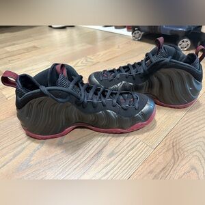Nike Air Black and Varsity Red Foamposite Sneakers-Like New/Worn Once